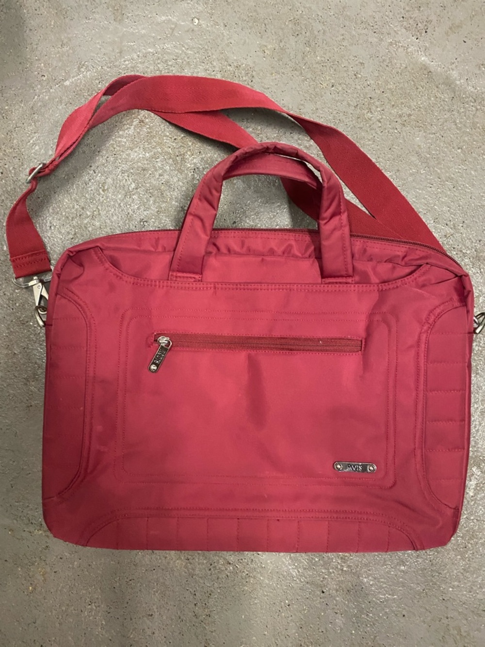 Roots Red Laptop Bag with Top Handles and Shoulder Strap